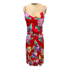 Vintage Positive Attitude Red Floral Dress Made In USA Size 5-6