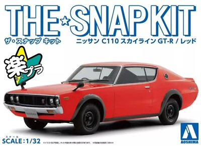 #ad AOSHIMA 1 32 THE SNAP KIT NISSAN SKYLINE 2000 GTR WHITE Model Kit Red New $28.00