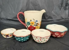 Pioneer Woman Timeless Floral Stoneware Measuring Cup Pitcher Set