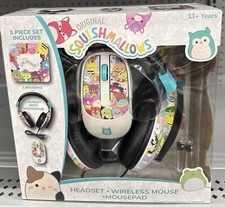 Squishmallows Headsets with Microphone, Wireless Mouse And mouse pad Tech Bundle