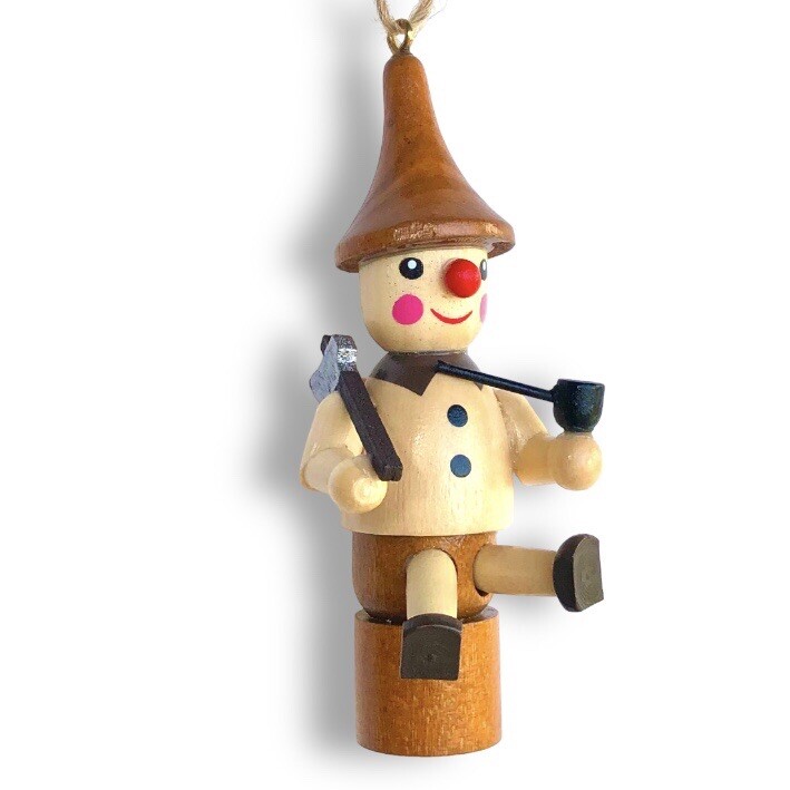 Lumberjack w/ Ax Wood Ornament - Retro Vintage Old World Woodsman