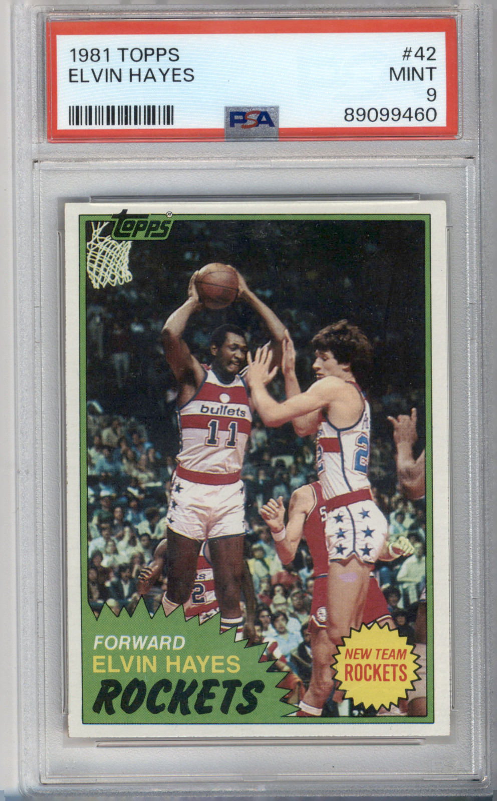 1981 TOPPS #42 ELVIN HAYES PSA 9 MINT WASHINGTON BULLETS HOUSTON ROCKETS HOF