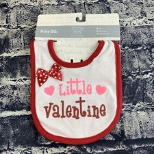 Valentine's Day "Little Valentine" HEARTS Bow glitter Teething Baby Bib