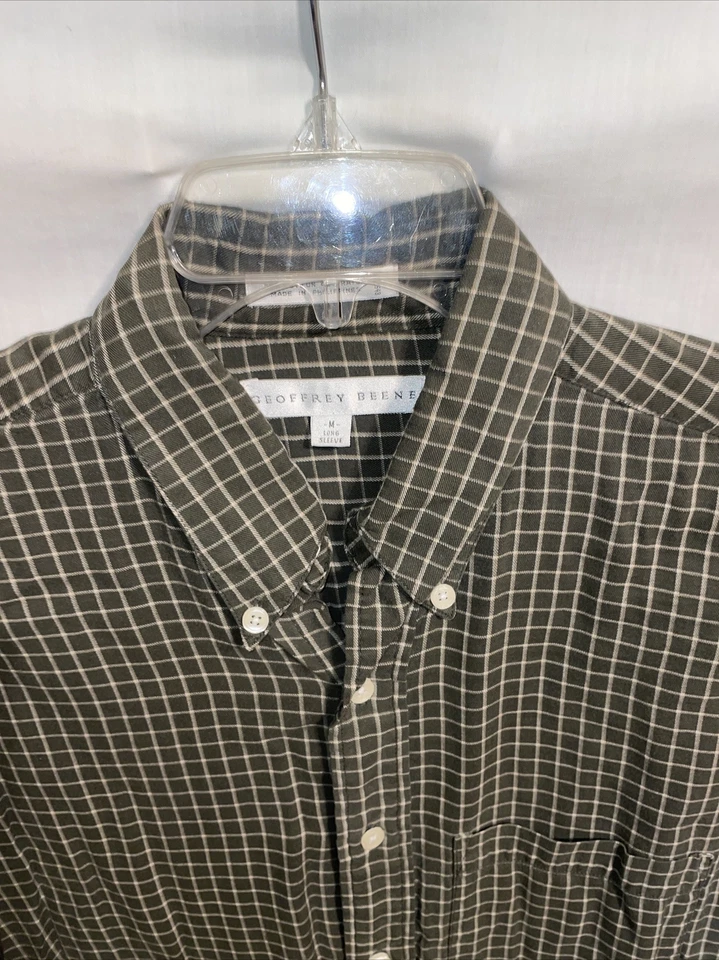 Camisa de Vestir Geoffrey Beene Para Hombre Talla Mediana Gris Rayas Negocios Formal Ciudad Foto 3 de 4