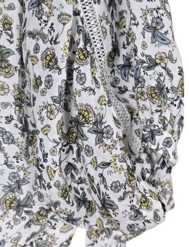 Zoe Kratzmann Women's Blouse 2. 12-14 Uk 100% Ramie Button Balloonsleevs Floral - Picture 5 of 11