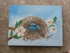 PAINTING acrylic dogwood bluebird eggs 12x16 canvas original collect americana — photo 5
