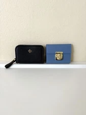 Women’s Key Case Wallet Organizer Holder Trifold Zip Around Mini Black Blue Lot
