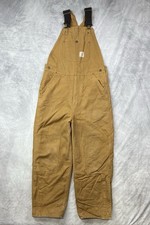 Carhartt Quilted Lined Double Knee Bib Overalls Womens Sz 16 Dark Brown Workwear