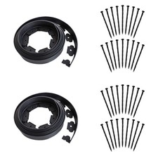40FT Black Landscape Edging Kit with 36 Spikes for Easy Garden Borders