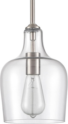 Brushed Nickel Modern Farmhouse Glass Pendant Light for Kitchen Island