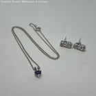 Contemporary 925 CZ Pendant Necklace, Ring & Post Back Earrings 5.9g — photo 5