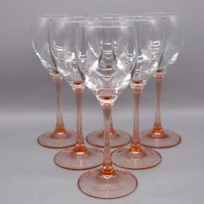 6x Luminarc Weingläser ~ rosa Stiel [H 18.5cm] Rosalin ~ Weißwein ~ Topzustand