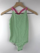 Mini Boden Girls 6-7 Green Striped Daisy Flow...