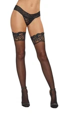 Dreamgirl Black Lace Top Thigh Highs Sheer Stay-Up Stockings One Size 0005