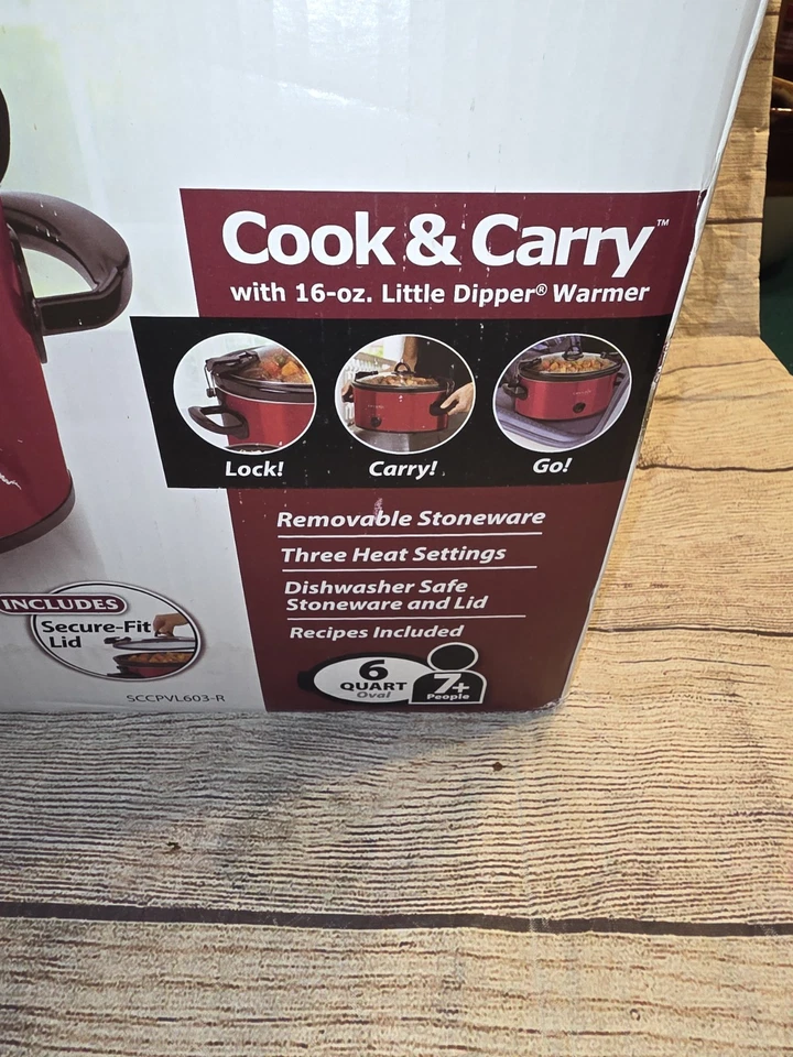 6-Quart Crock Pot Slow Cooker ~ Cook & Carry Locking Lid RED NEW W Little Dipper - Image 2 of 4