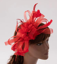 Elegant Women  s Sinamay Fascinator Hat with Headband Bridal, Tea Party, Red Hat