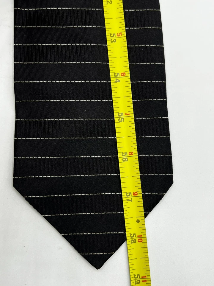 Gravata masculina TODAY'S MAN 100% seda designer italiano listra preta W:4" L:58.5" - Imagem 4 de 4
