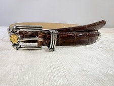 Brighton Museum Collection Belt Greco Roman Coins Brown Silver Buckle SZ M 1996