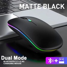 Rechargeable Bluetooth5.1 Wireless Mouse with 2.4GHz USB 1600DPI Mouse for Compu