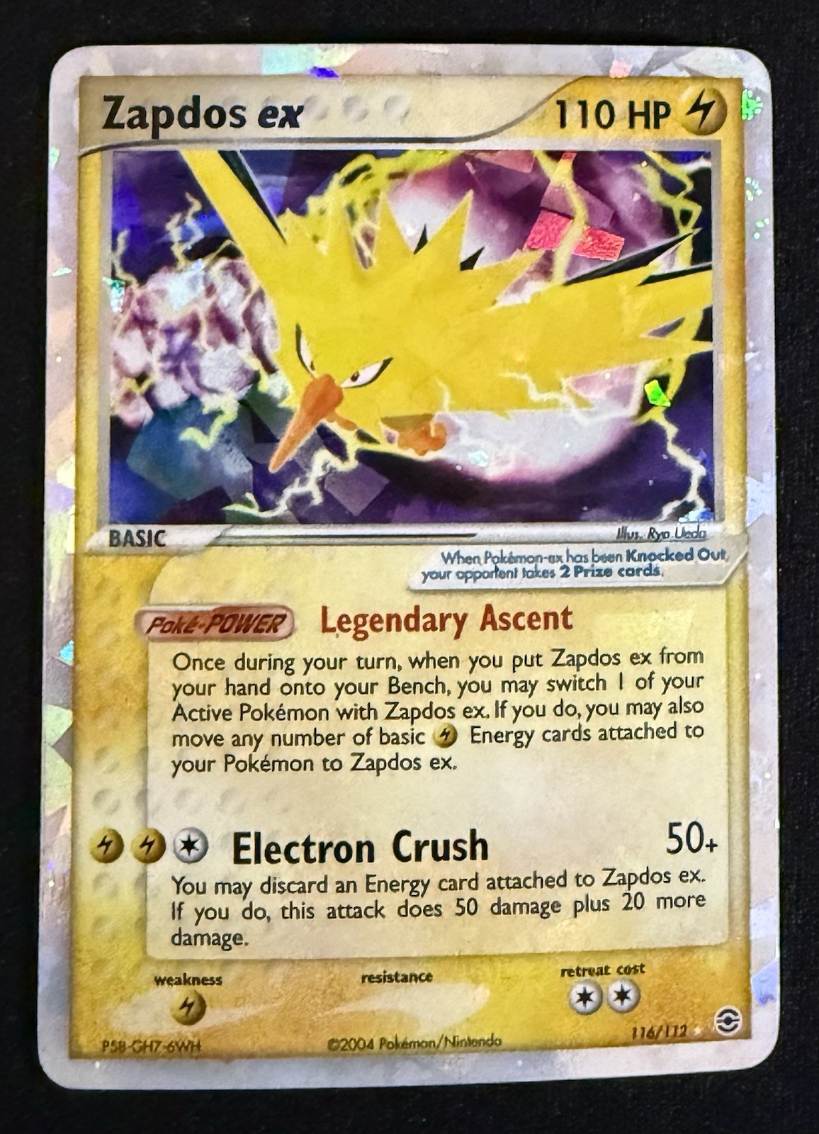 Pokemon EX FireRed & LeafGreen ZAPDOS EX Cracked Ice Holo 116/112 NM/VLP
