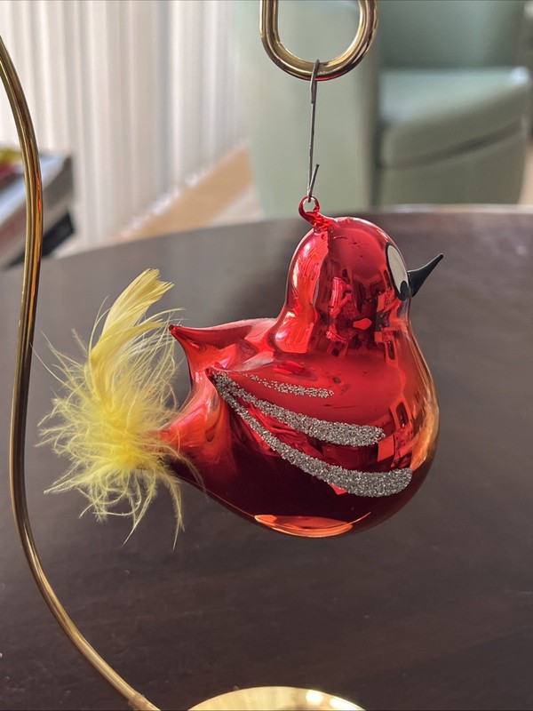 Vintage Italian Blown Glass Christmas Ornament - De Carlini - Cardinal