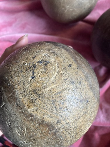 3x Antique Bowling Balls Victoria Bowls Skittles? Lignum Vitae Very Heavy - Picture 2 of 10