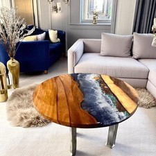 30" Made To Order Ocean Wave River Beach Coffee Table Top Living Room Furniture