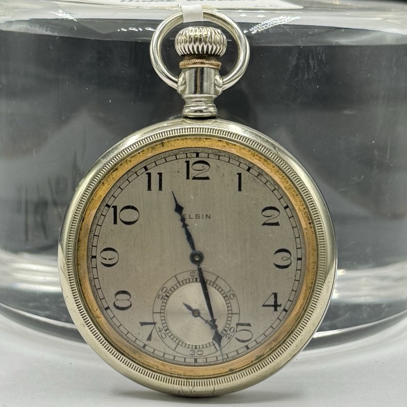 Vintage Elgin 17J Pocket Watch Swing Out Case Blue Hands