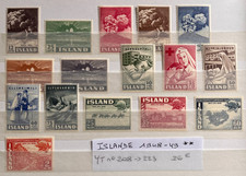TIMBRES ISLANDE 1948 - 49 YT N° 208 à 223 NEUFS ** MNH