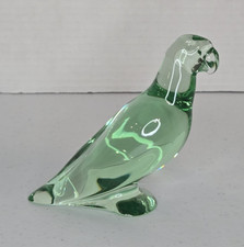 Baccarat Crystal Green Parrot Signed
