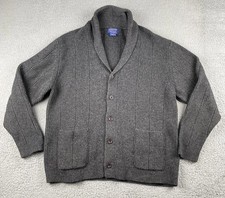 Pendleton 100 Pure Lambs Wool Knit Sweater XL Storm Gray 2 Pocket Texture Knit