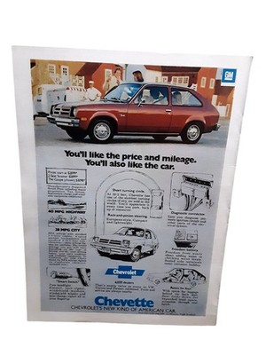 1976 Chevrolet Chevette Car Ad Vintage Chevy Hatchback Print Ad