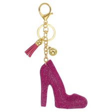 Rhinestone Keychain, Bling Keychain Bag Charm Purse Charm, Rose Red