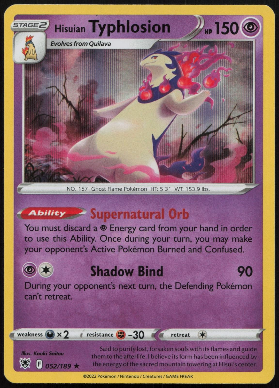 Hisuian Typhlosion 052/189 Holo Rare Astral Radiance Pokemon Reverse Holo NM