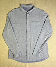 Lululemon Commission Mens Large L Long Sleeve Button Down Shirt Light Blue Tech