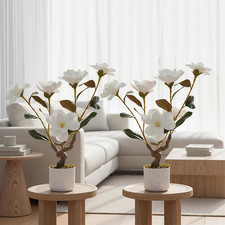 2 Pack Artificial Magnolia Tree, 24" Artificial Realistic Magnolia Grandiflora w