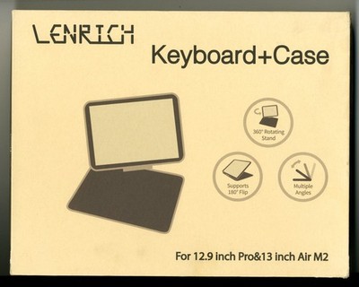 Lenrich Black Keyboard Case for 12.9'' Pro - 13'' Air M2 Bluetooth Touchpad