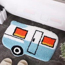 Camper Van Bathroom Rug Cute Blue Door Mat Bath 3" x 12", 