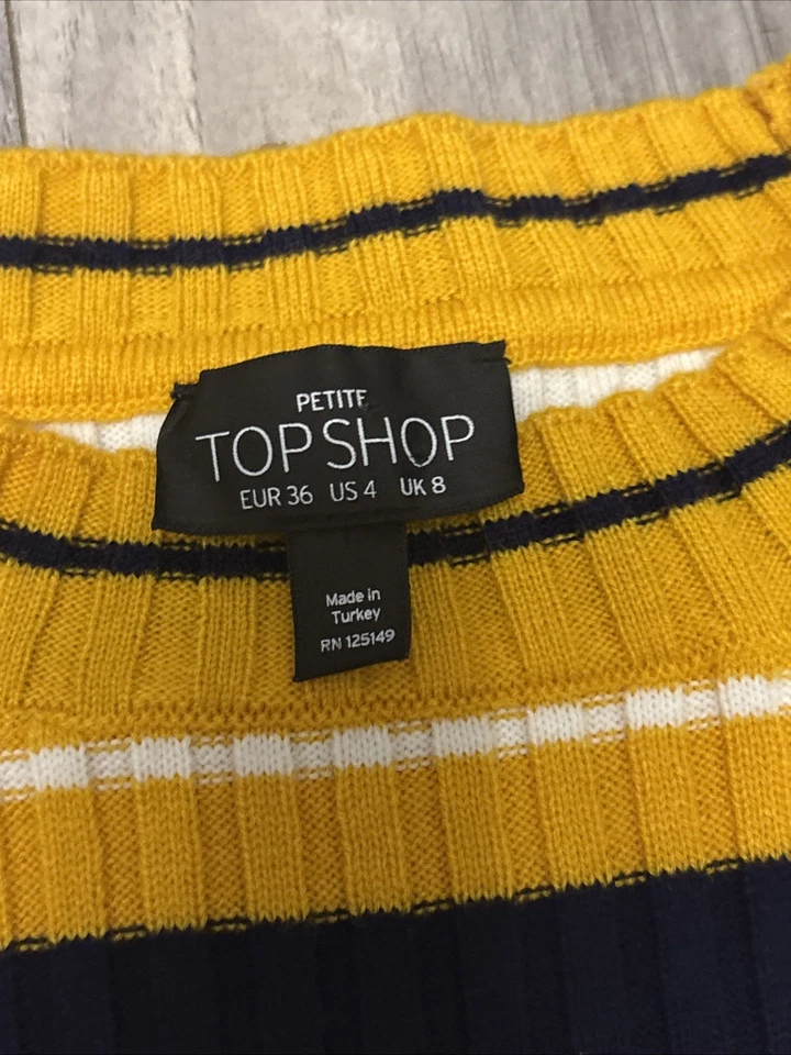 TOPSHOP Cropped Jumper Top Size 8 Petite Stripes  - Image 3 of 4