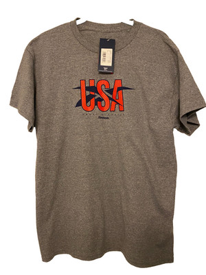 Reebok Sport Classic Olympic USA Grey Crewneck T Shirt Top Adult Size Medium NWT