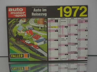 H0 Slot FALLER AMS  ''KALENDER 1972 Auto/Zug'' gebr. guter Zustand komplett (1984)