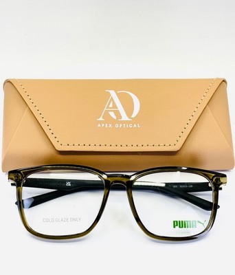 NEW PUMA PJ00610 003 Olive Unisex Square Full Rim Eyeglasses 51-15-130 B:42