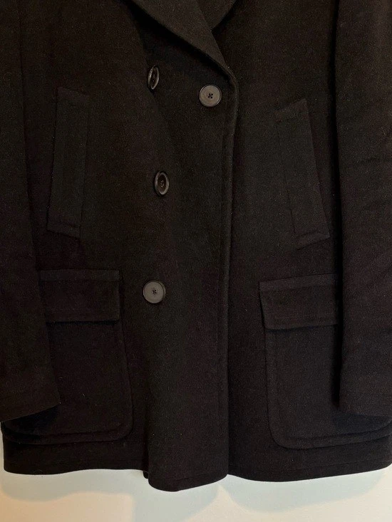 Men's Burberry Wool Cashmere Blend Peacoat Winter Jacket Minimalist Black Large - product detail image 4