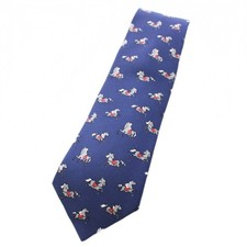 Hermes Tie 100 Silk All Over Pattern Made In France Navy /Tk Men'S