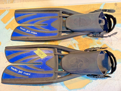 ScubaPro Twin Jet Max Fins - Black Blue - Size XL Open Heel