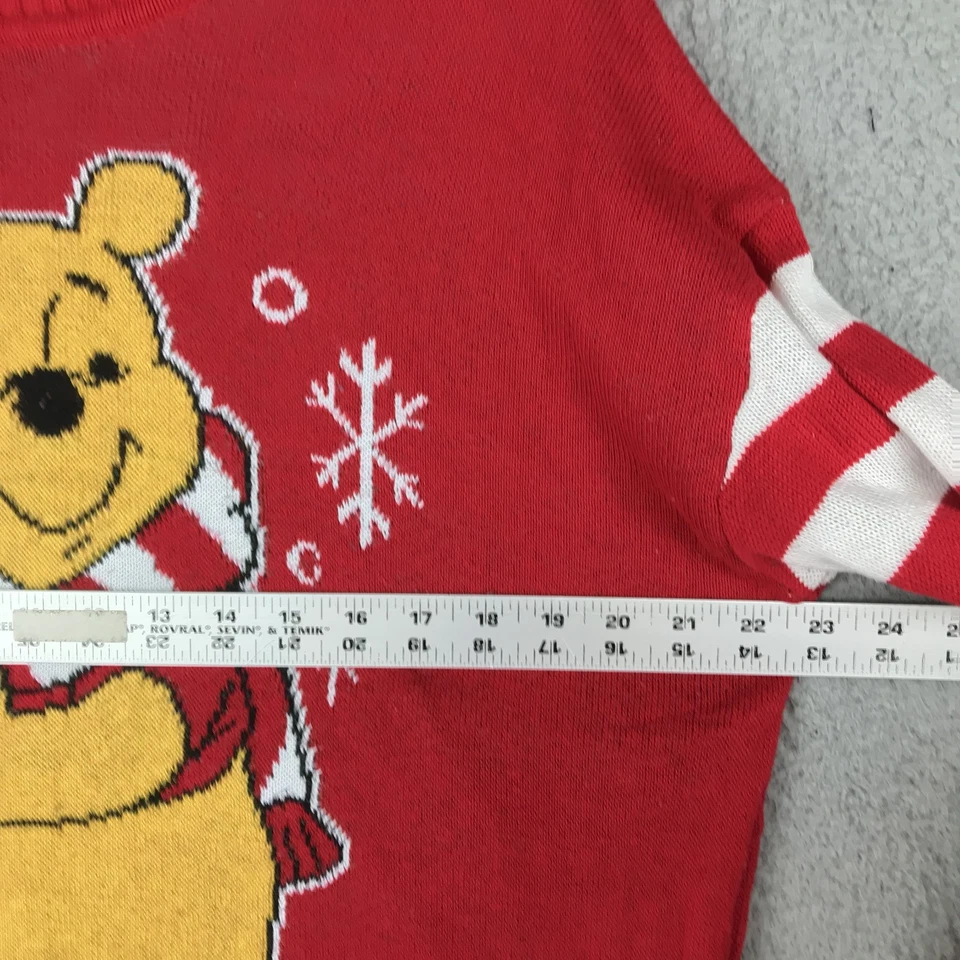 Disney Winnie the Pooh Sweater Womens XL Red Christmas Holiday Striped Pullover - Image 2 of 4