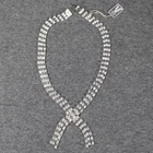 Vintage Costume Jewelry CastleCliff Silver Tone Clear Rhinestone Necklace