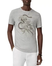 John Varvatos Snake Floral Short Sleeve Linen T-Shirt Men's L Smoked Pearl Grey