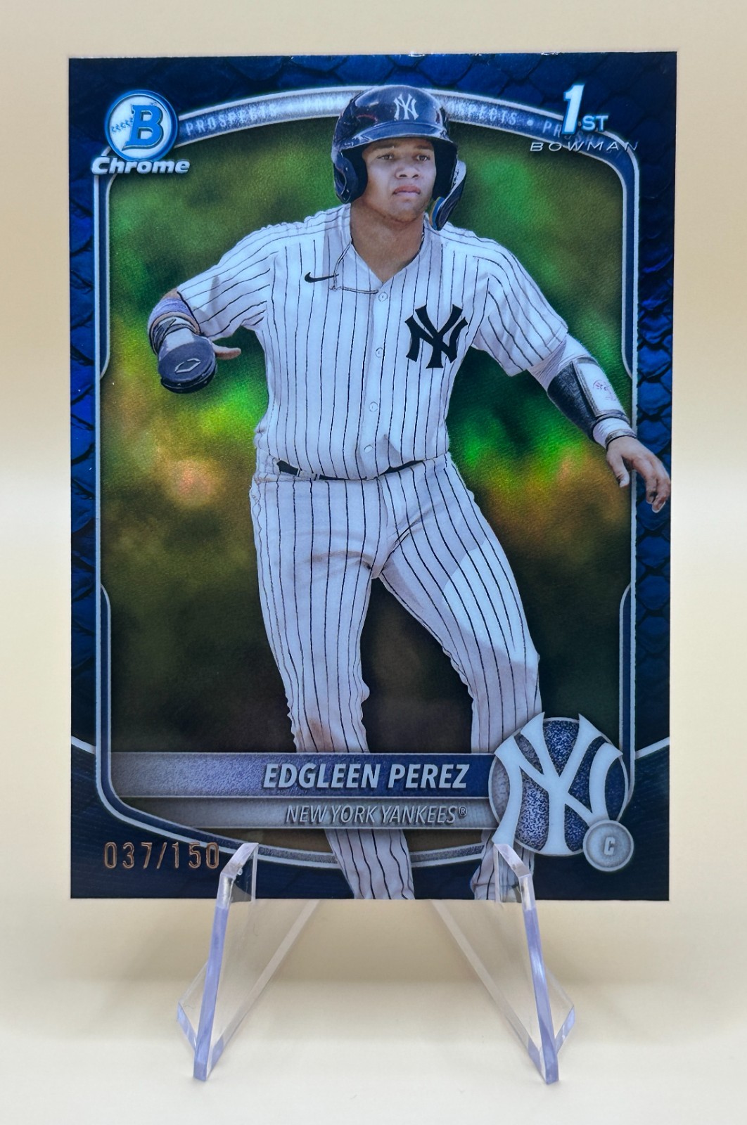 2025 Bowman - Chrome Edgleen Perez #BCP-80 Blue Reptilian Refractor 37/150