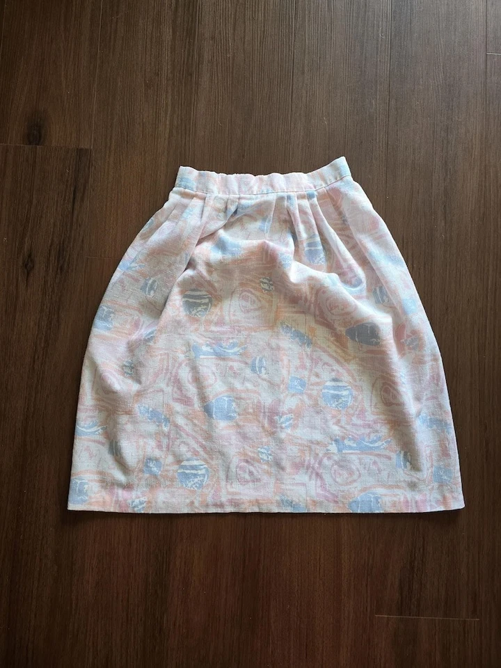 Falda vintage años 80/80 formas geométricas blanca pastel. De colección Mujer Pequeño Mediano Foto 2 de 4